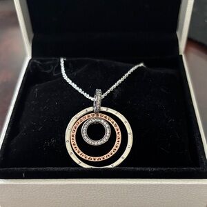 Pandora Two-Tone Circle Pendant Necklace - Rose Gold & Silver